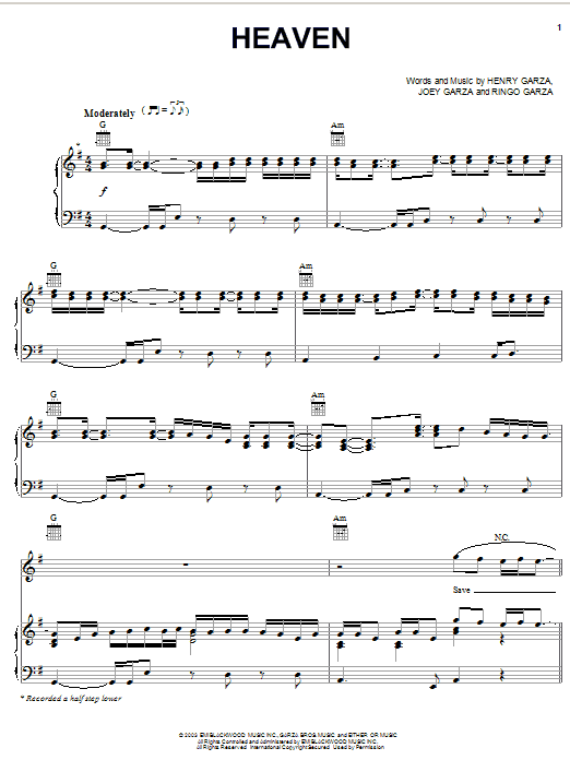 Download Los Lonely Boys Heaven Sheet Music and learn how to play Piano (Big Notes) PDF digital score in minutes