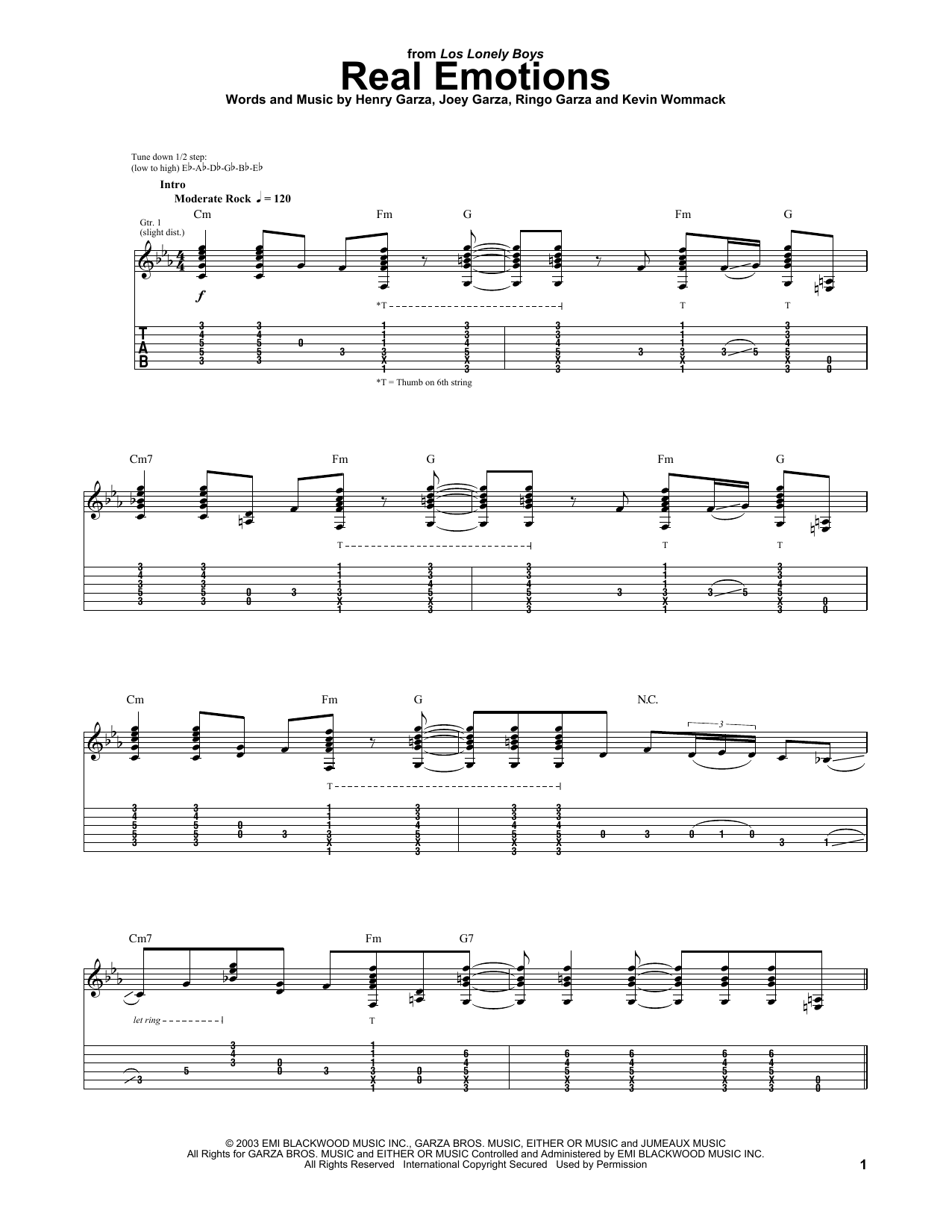 Download Los Lonely Boys Real Emotions Sheet Music and learn how to play Piano, Vocal & Guitar (Right-Hand Melody) PDF digital score in minutes