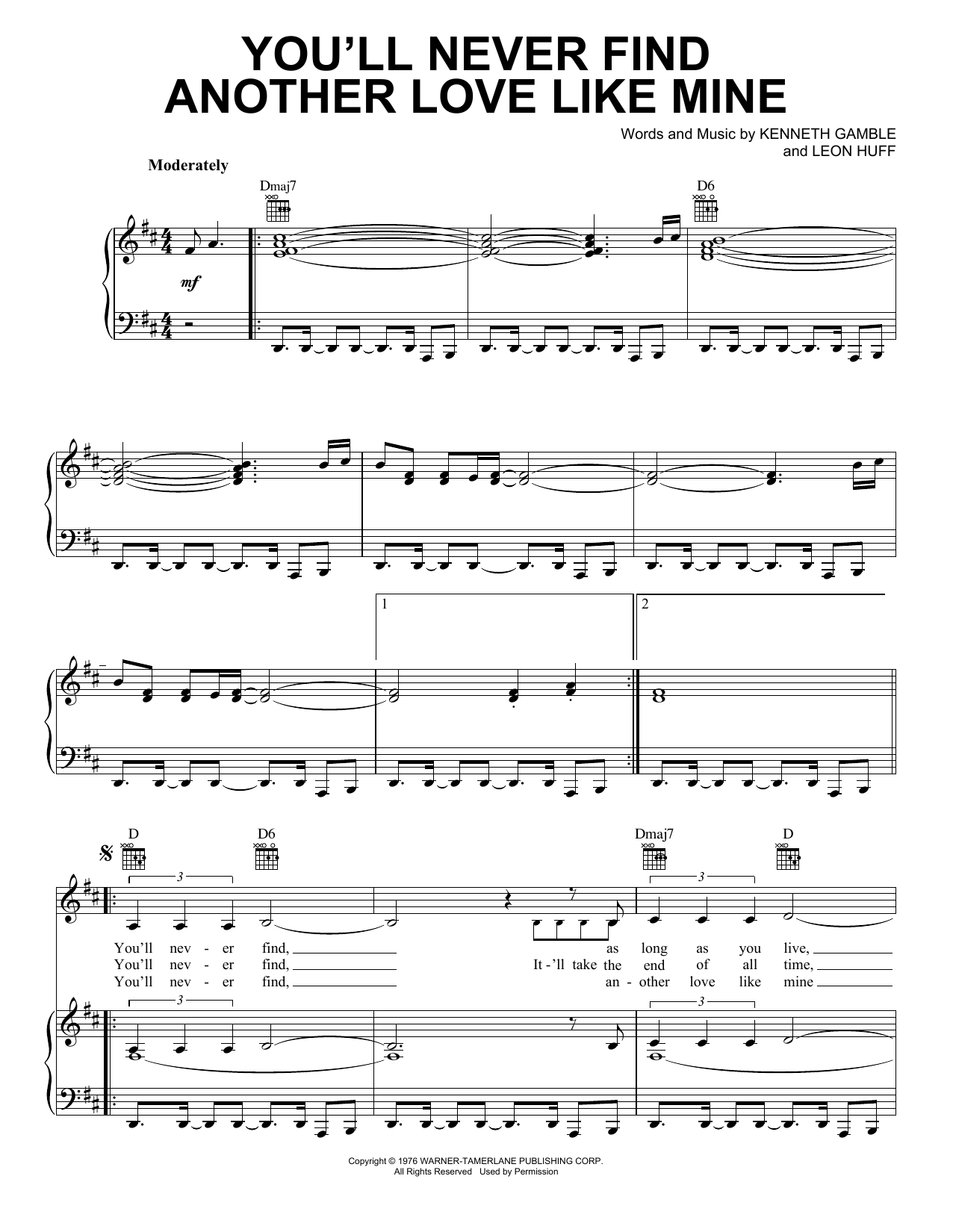 Download Lou Rawls You'll Never Find Another Love Like Mine Sheet Music and learn how to play Real Book – Melody & Chords PDF digital score in minutes