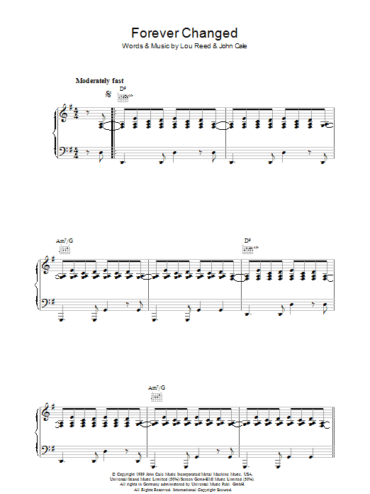 Download Lou Reed Forever Changed Sheet Music and learn how to play Piano, Vocal & Guitar PDF digital score in minutes