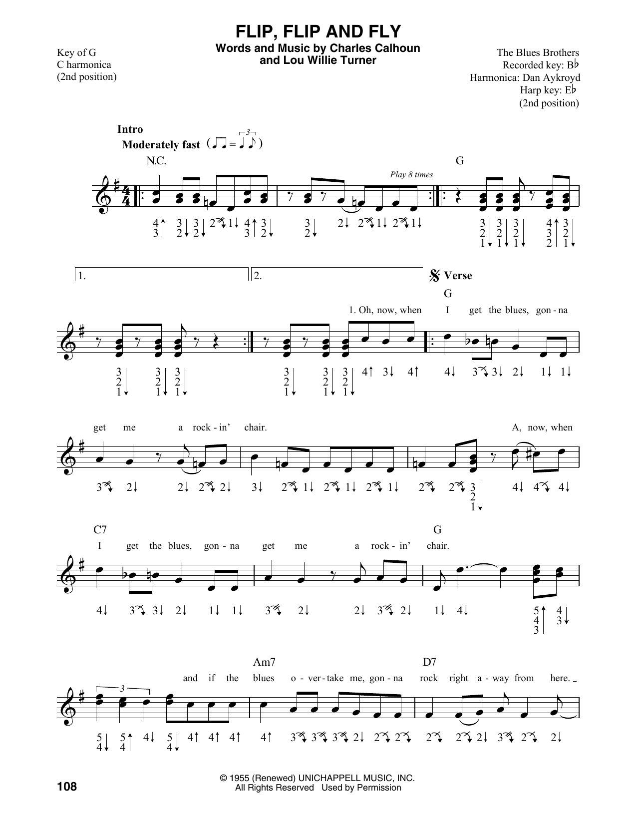 Download Lou Willie Turner Flip, Flop And Fly Sheet Music and learn how to play Harmonica PDF digital score in minutes