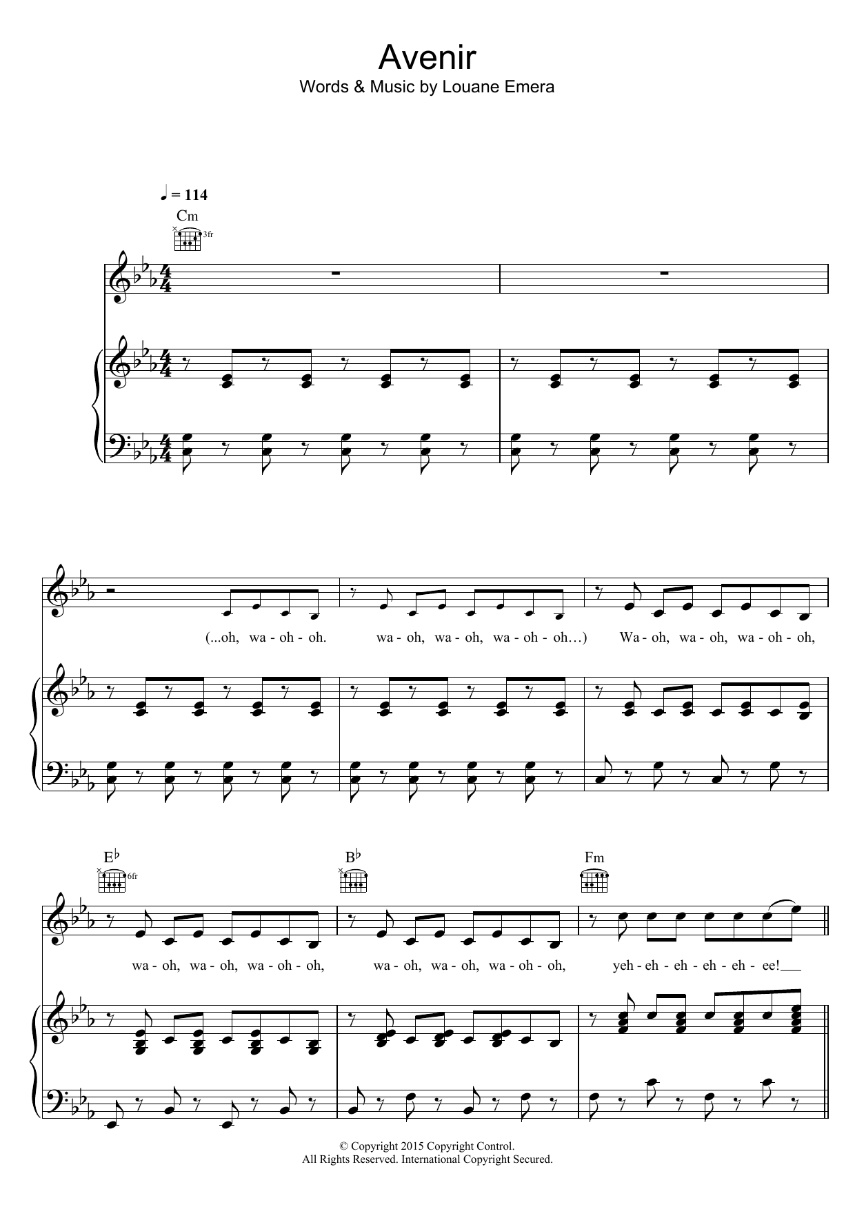 Download Louane Avenir Sheet Music and learn how to play Piano, Vocal & Guitar (Right-Hand Melody) PDF digital score in minutes