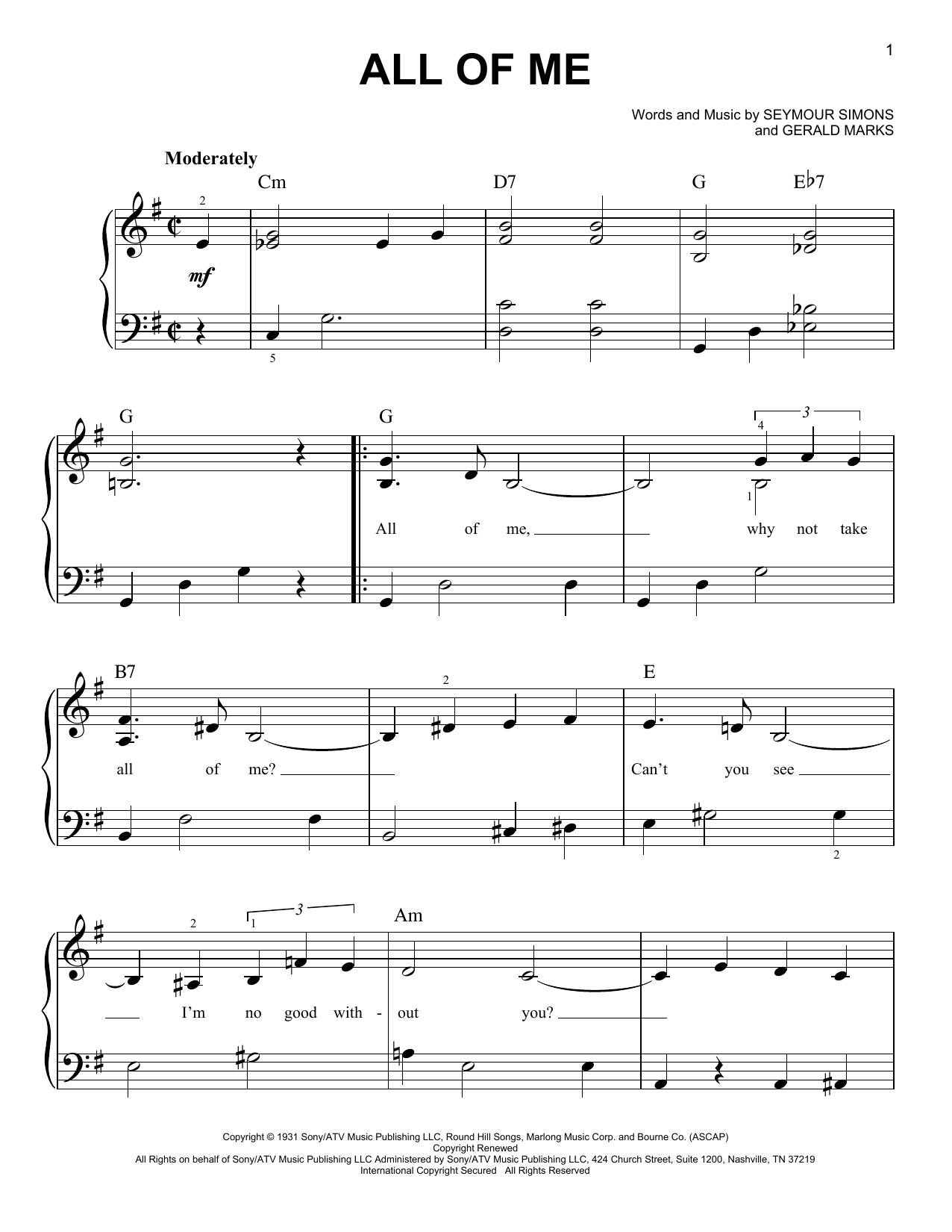 Download Louis Armstrong All Of Me Sheet Music and learn how to play Real Book - Melody & Chords - Eb Instruments PDF digital score in minutes