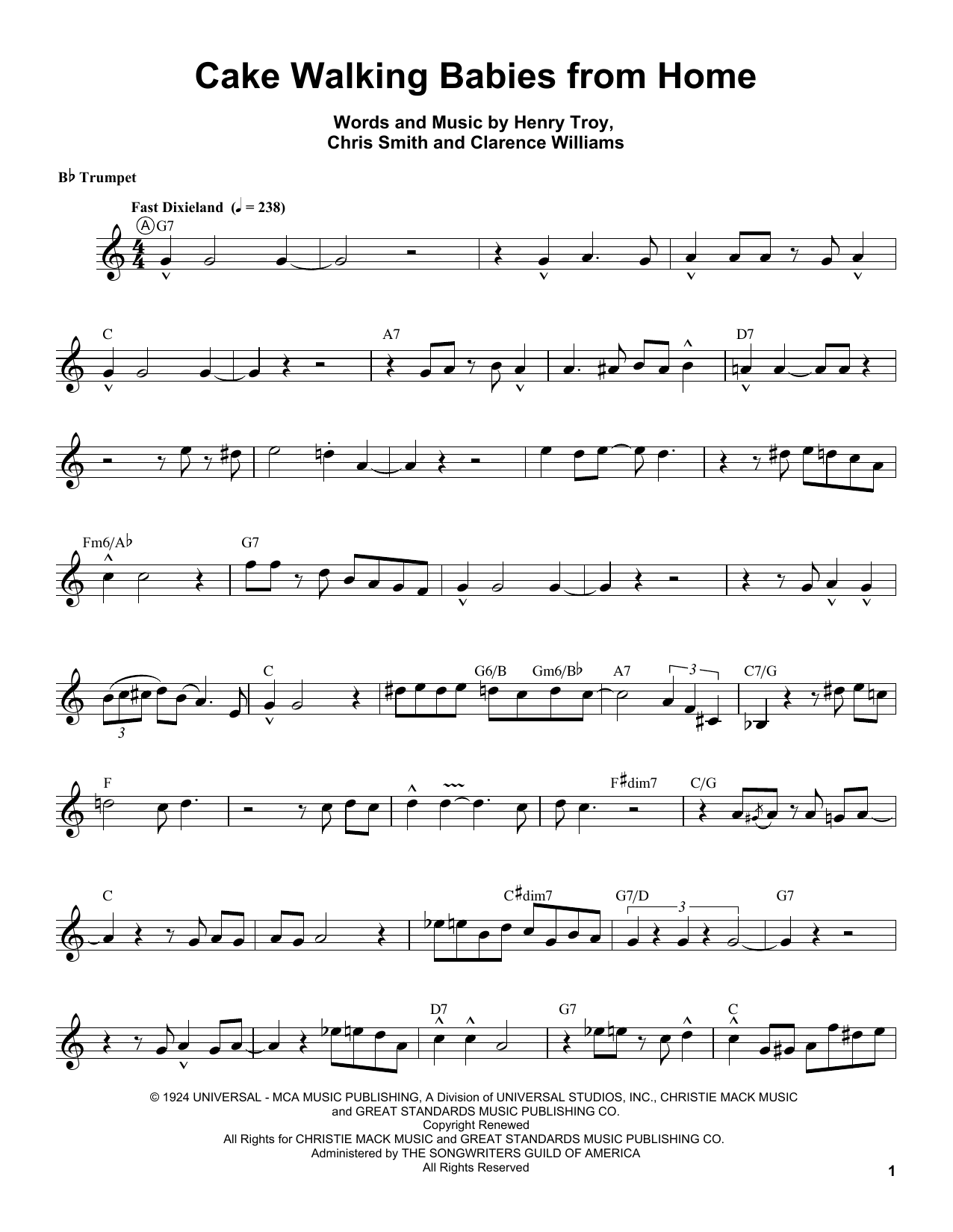 Download Louis Armstrong Cake Walking Babies From Home Sheet Music and learn how to play Real Book – Melody & Chords PDF digital score in minutes