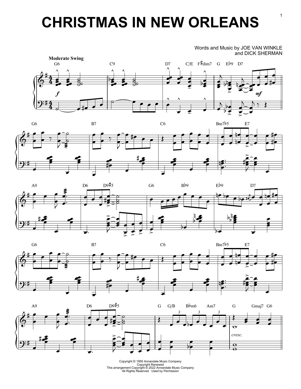 Download Louis Armstrong Christmas In New Orleans (arr. Brent Edstrom) Sheet Music and learn how to play Piano Solo PDF digital score in minutes