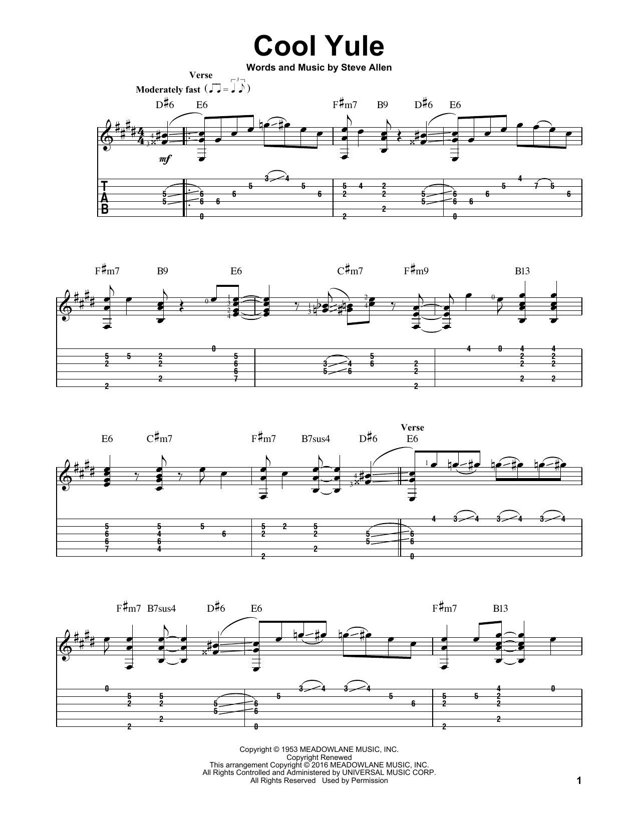 Download Louis Armstrong Cool Yule Sheet Music and learn how to play Guitar Tab PDF digital score in minutes