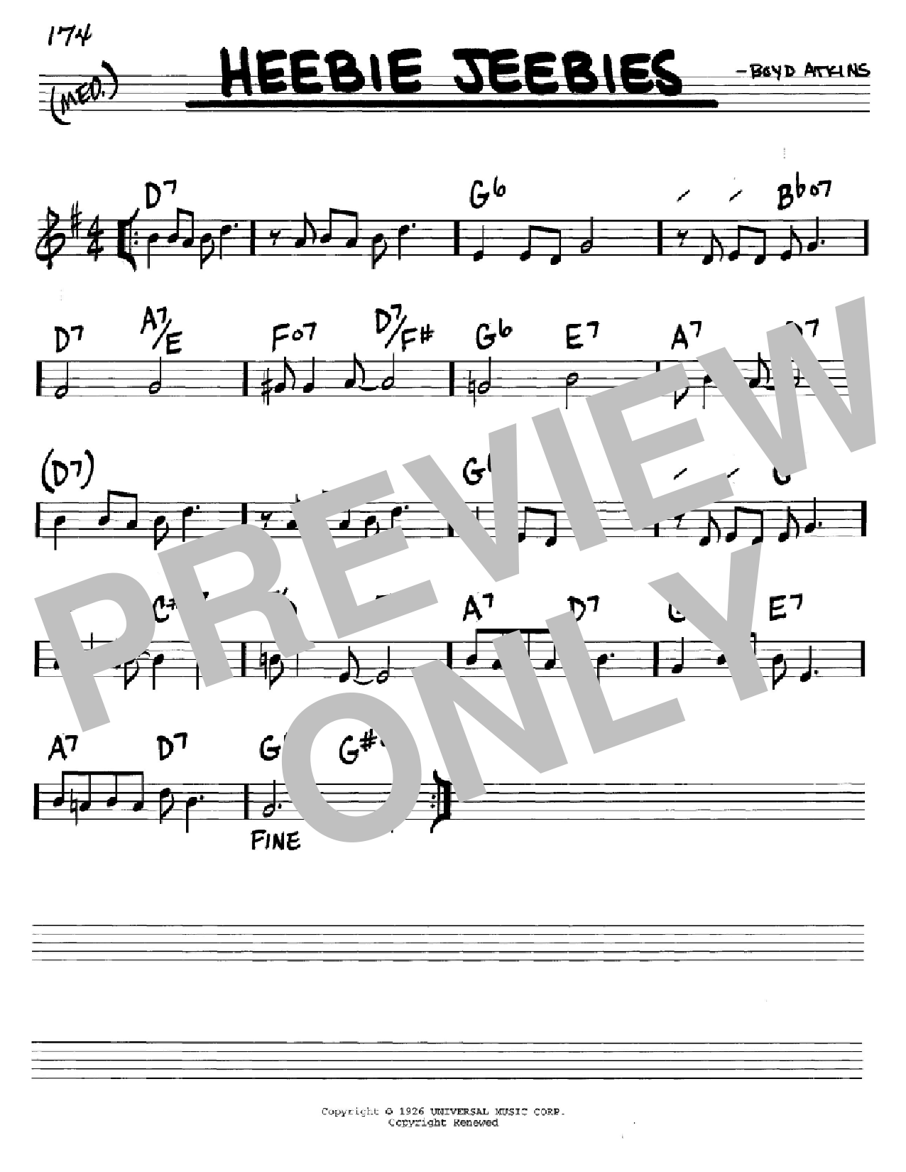 Download Louis Armstrong Heebie Jeebies Sheet Music and learn how to play Real Book – Melody & Chords – Eb Instruments PDF digital score in minutes