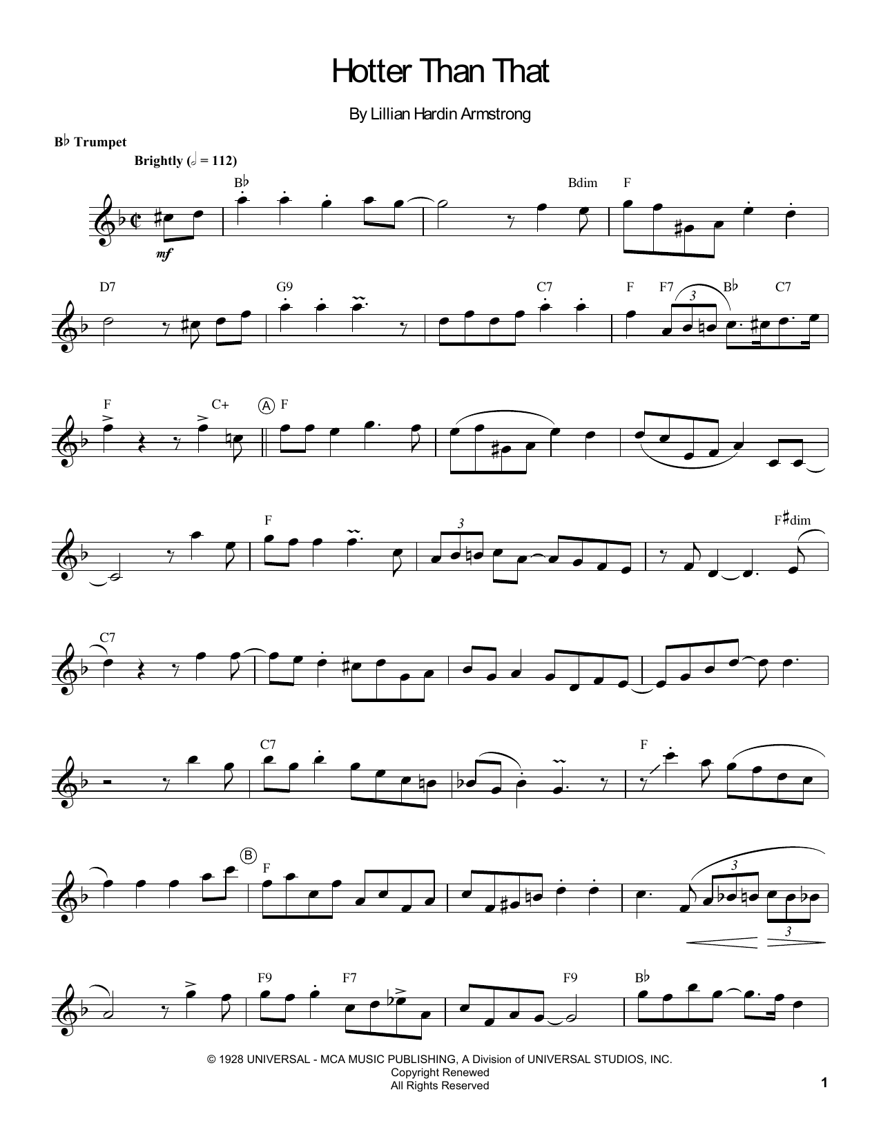 Download Louis Armstrong Hotter Than That Sheet Music and learn how to play Real Book – Melody, Lyrics & Chords PDF digital score in minutes