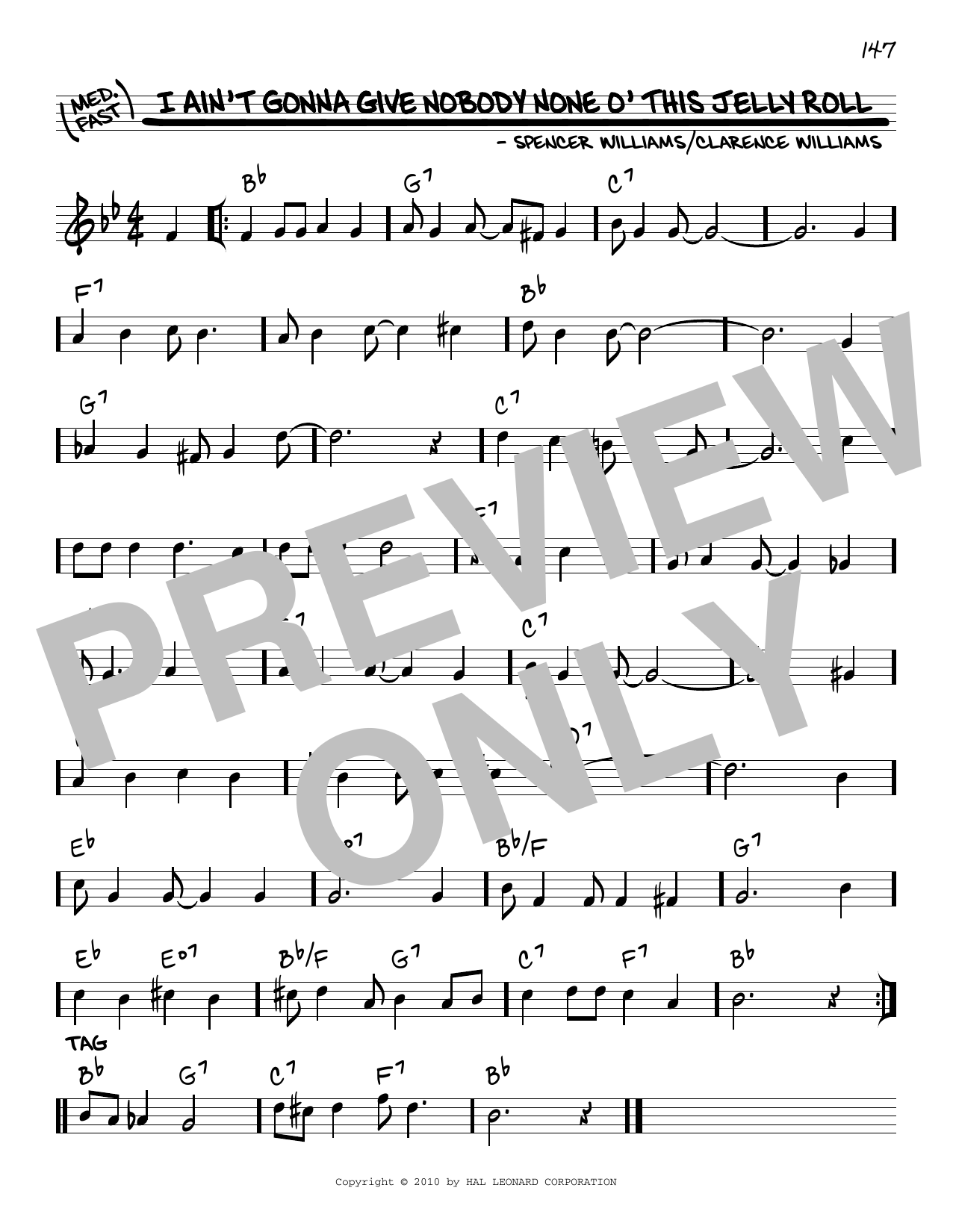 Download Louis Armstrong I Ain't Gonna Give Nobody None O' This Jelly Roll (arr. Robert Rawlins) Sheet Music and learn how to play Real Book – Melody, Lyrics & Chords PDF digital score in minutes