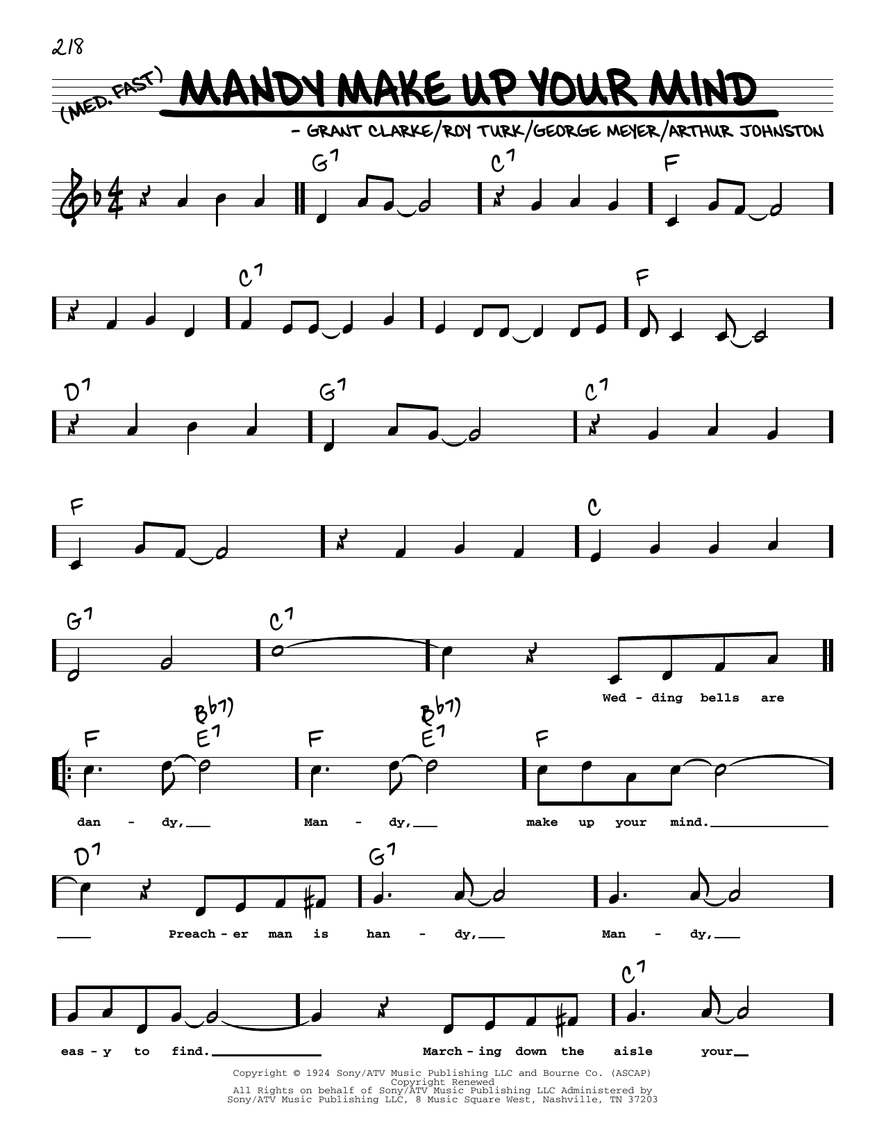 Download Louis Armstrong Mandy Make Up Your Mind (arr. Robert Rawlins) Sheet Music and learn how to play Real Book – Melody, Lyrics & Chords PDF digital score in minutes