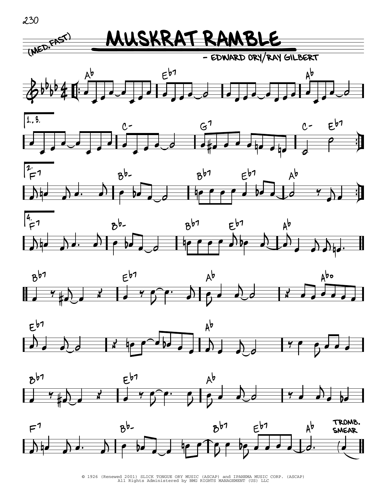 Download Louis Armstrong Muskrat Ramble (arr. Robert Rawlins) Sheet Music and learn how to play Real Book – Melody, Lyrics & Chords PDF digital score in minutes