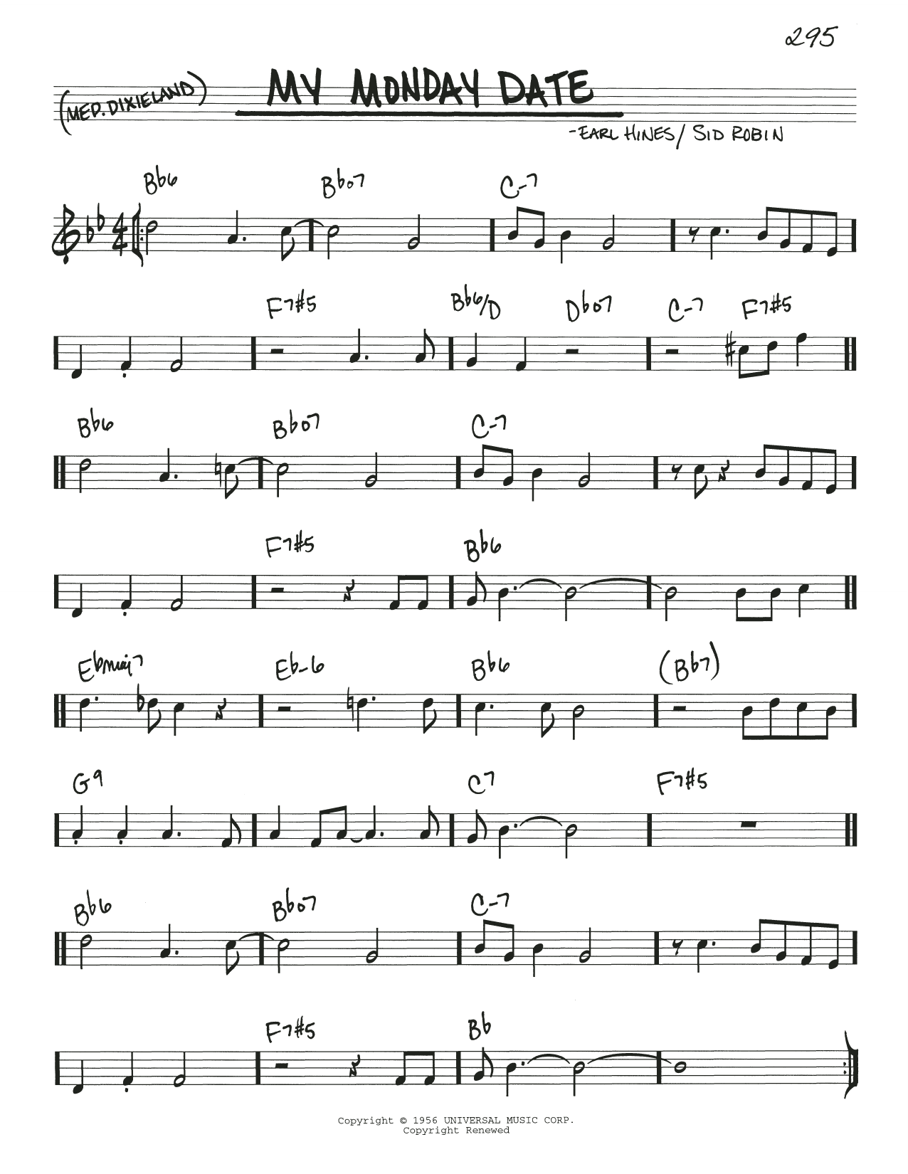 Download Louis Armstrong My Monday Date Sheet Music and learn how to play Real Book – Melody & Chords PDF digital score in minutes