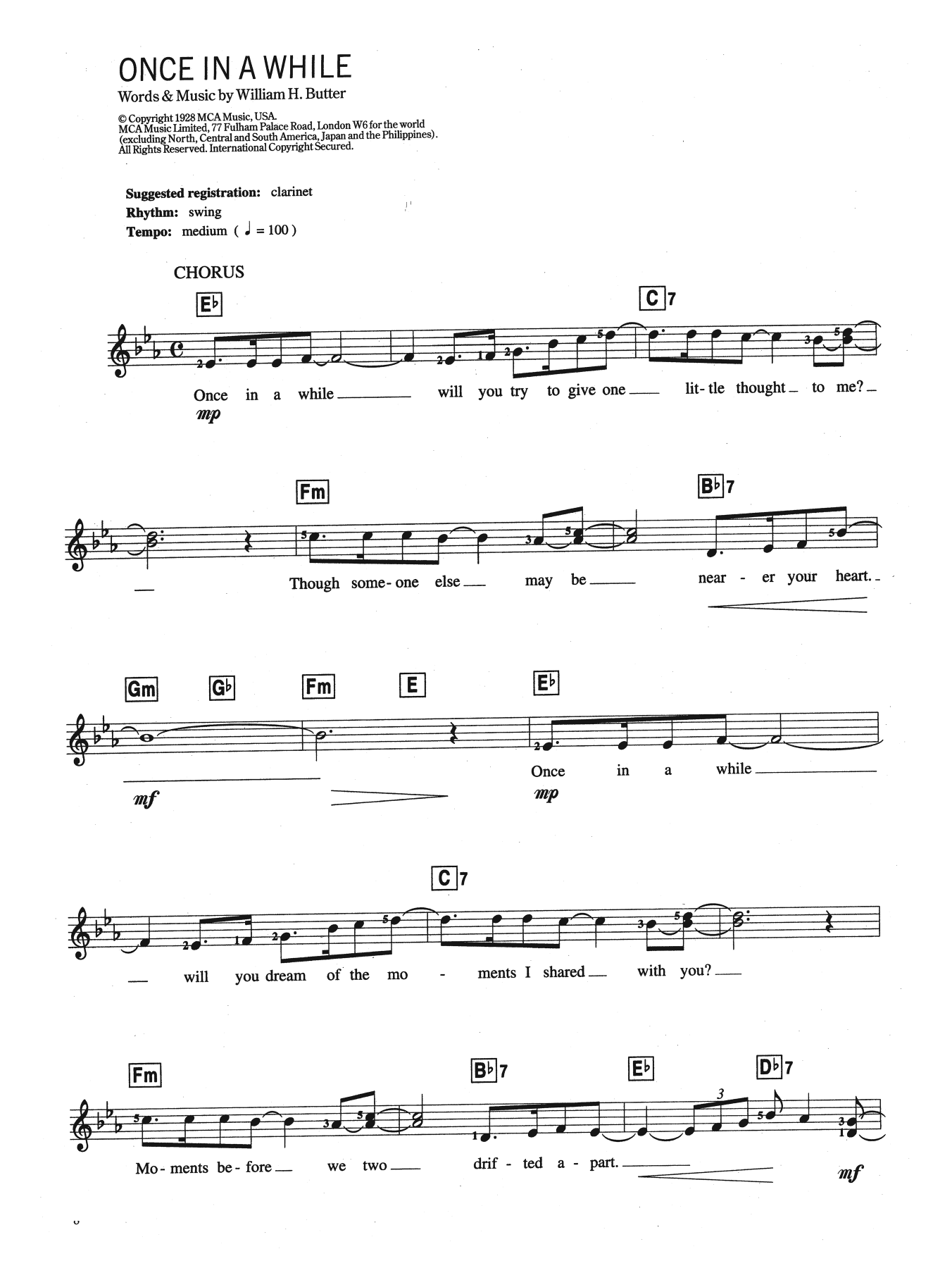 Download Louis Armstrong Once In A While Sheet Music and learn how to play Keyboard PDF digital score in minutes