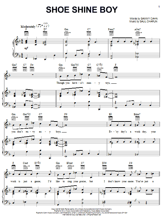 Download Louis Armstrong Shoe Shine Boy Sheet Music and learn how to play Piano, Vocal & Guitar (Right-Hand Melody) PDF digital score in minutes