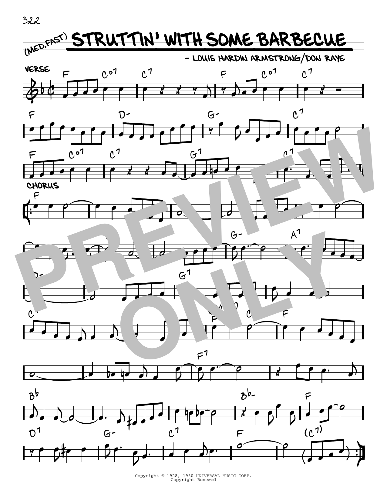 Download Louis Armstrong Struttin' With Some Barbecue (arr. Robert Rawlins) Sheet Music and learn how to play Real Book – Melody, Lyrics & Chords PDF digital score in minutes