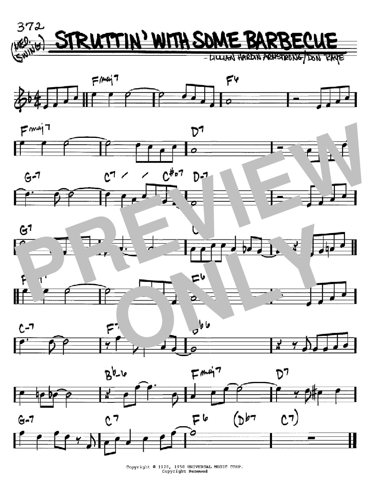 Download Louis Armstrong Struttin' With Some Barbecue Sheet Music and learn how to play Real Book – Melody, Lyrics & Chords PDF digital score in minutes
