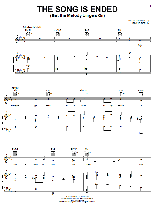 Download Louis Armstrong The Song Is Ended (But The Melody Lingers On) Sheet Music and learn how to play Piano, Vocal & Guitar (Right-Hand Melody) PDF digital score in minutes