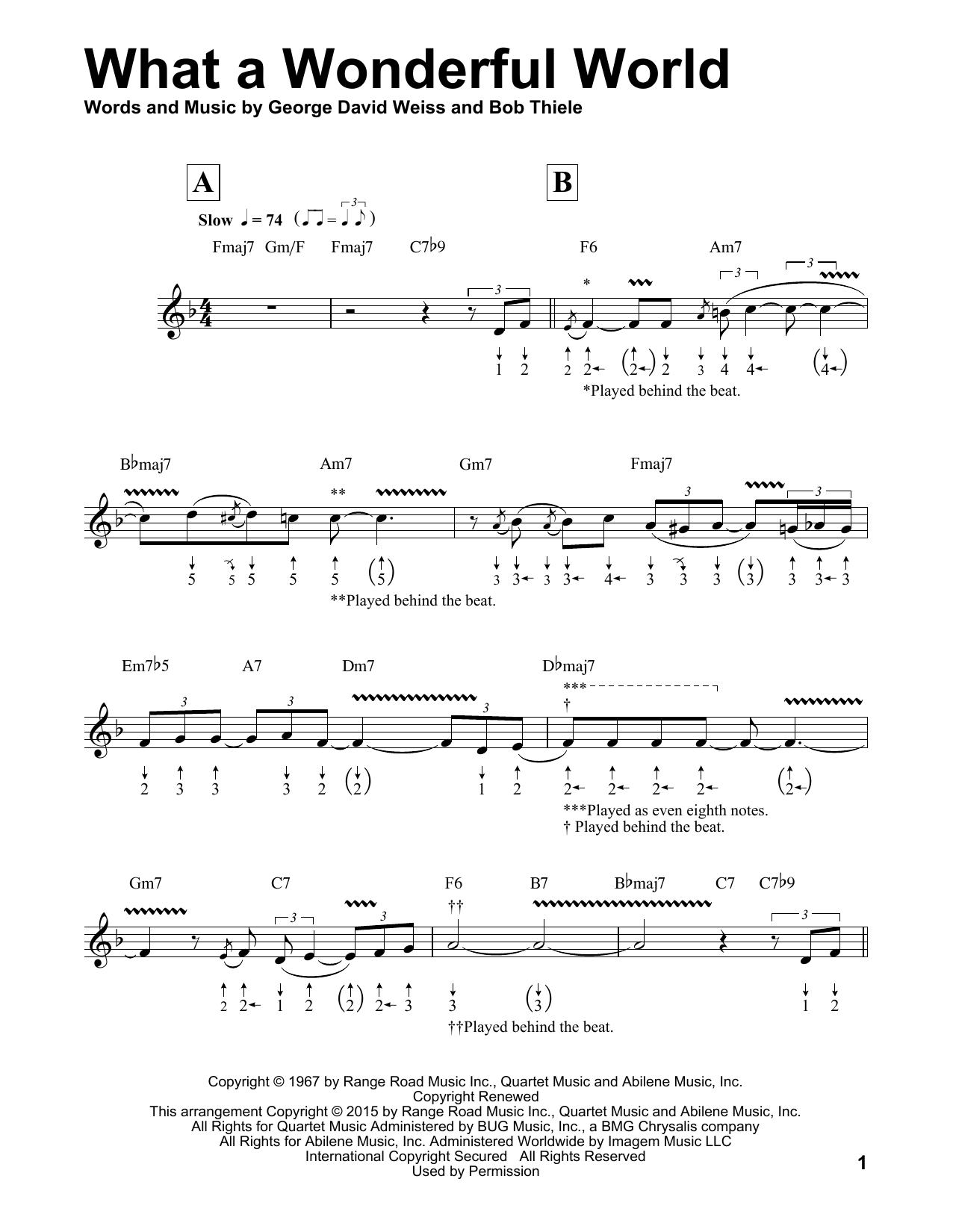 Download Louis Armstrong What A Wonderful World (arr. Will Galison) Sheet Music and learn how to play Harmonica PDF digital score in minutes