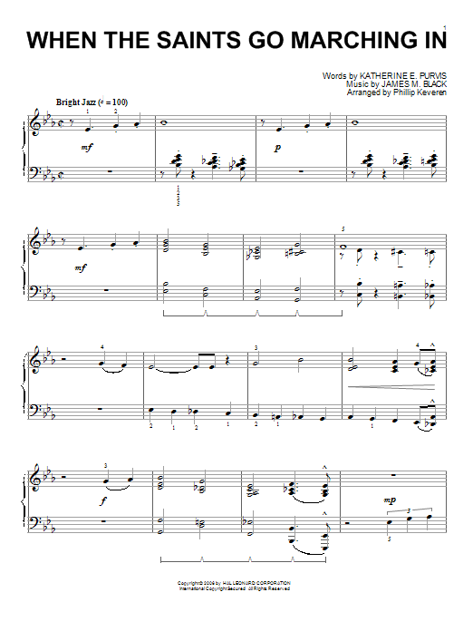 Download Louis Armstrong When The Saints Go Marching In Sheet Music and learn how to play Piano PDF digital score in minutes