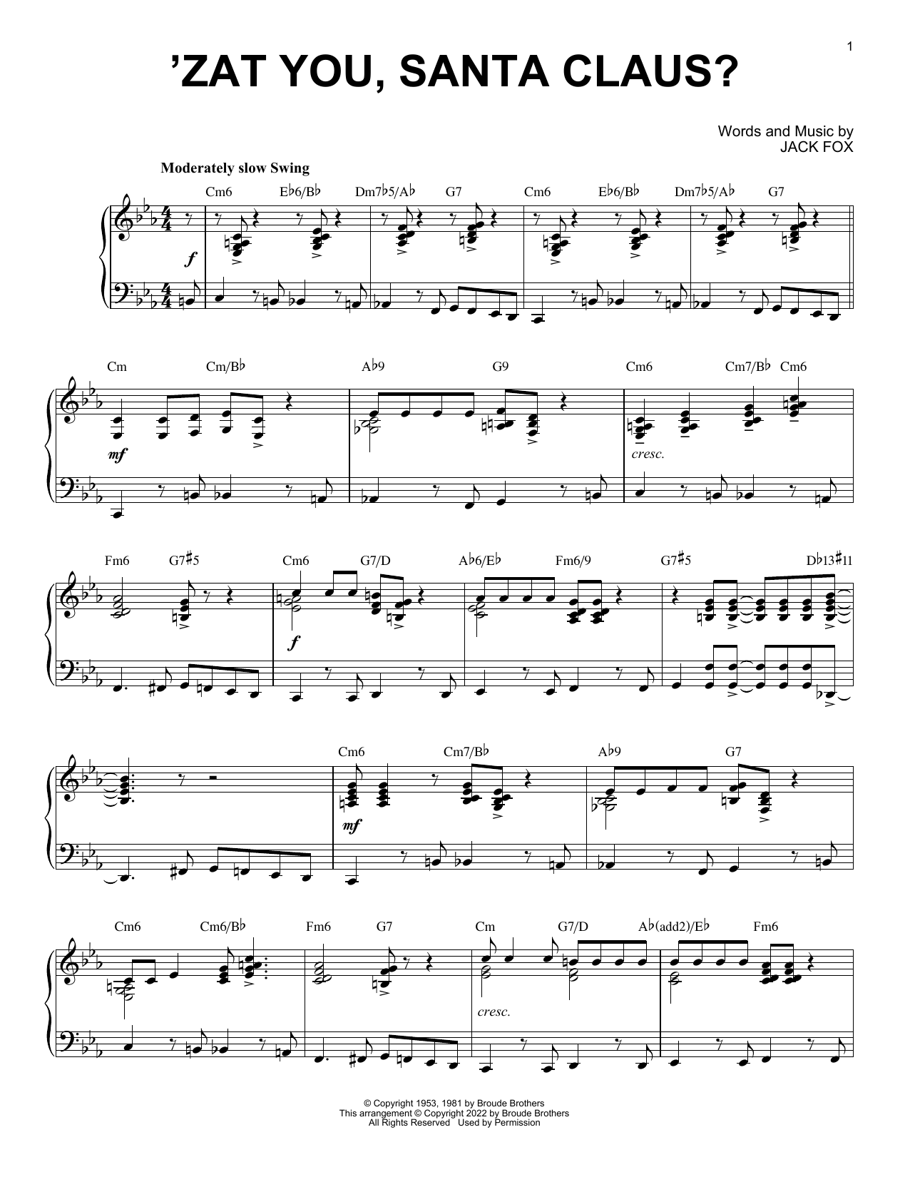 Download Louis Armstrong 'Zat You, Santa Claus? (arr. Brent Edstrom) Sheet Music and learn how to play Piano Solo PDF digital score in minutes
