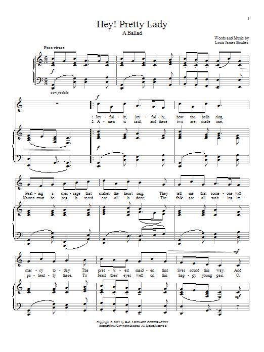 Download Louis James Boulter Hey! Pretty Lady Sheet Music and learn how to play Piano & Vocal PDF digital score in minutes