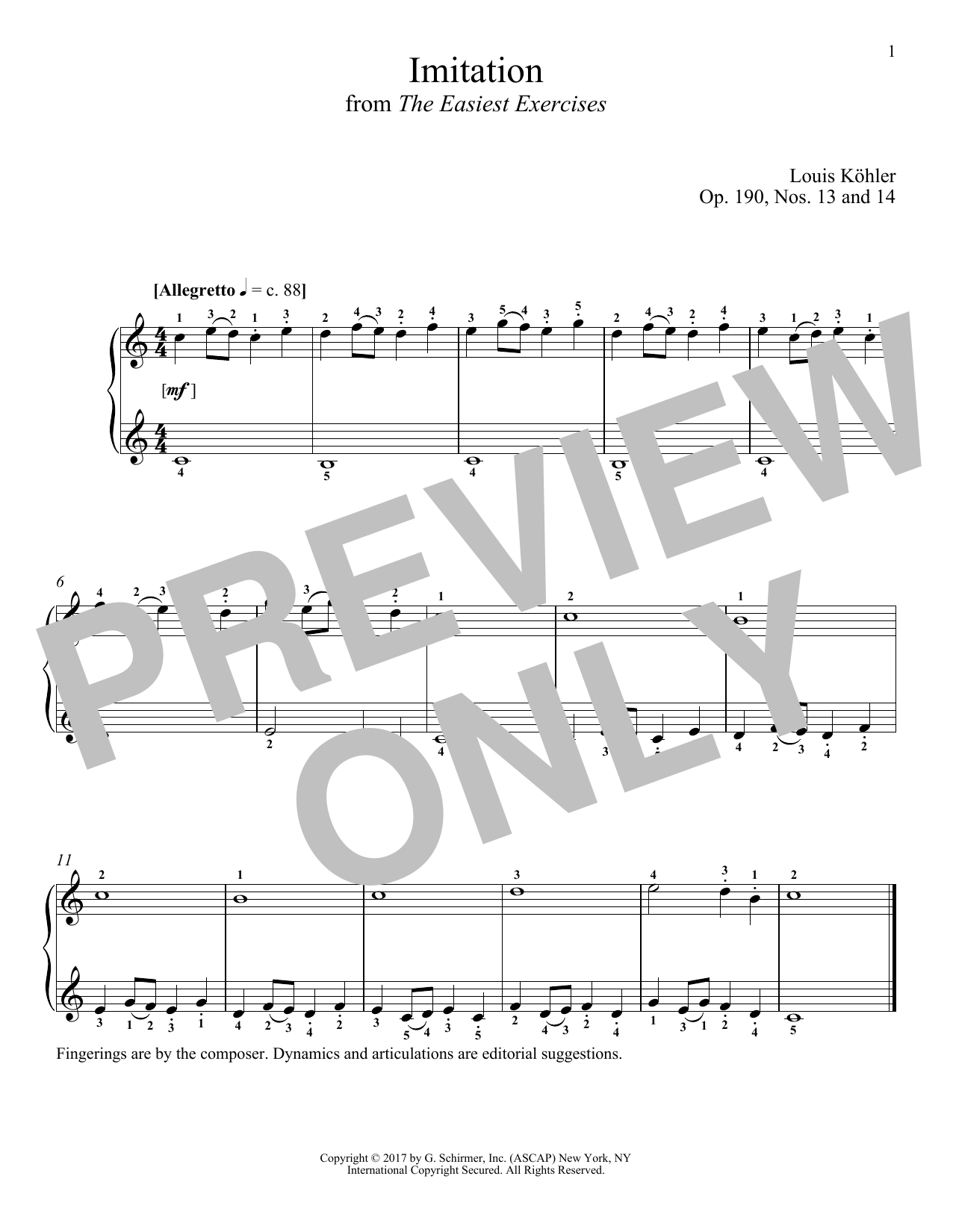 Download Louis Kohler Imitation, Op. 190, Nos. 13 and 14 Sheet Music and learn how to play Piano PDF digital score in minutes