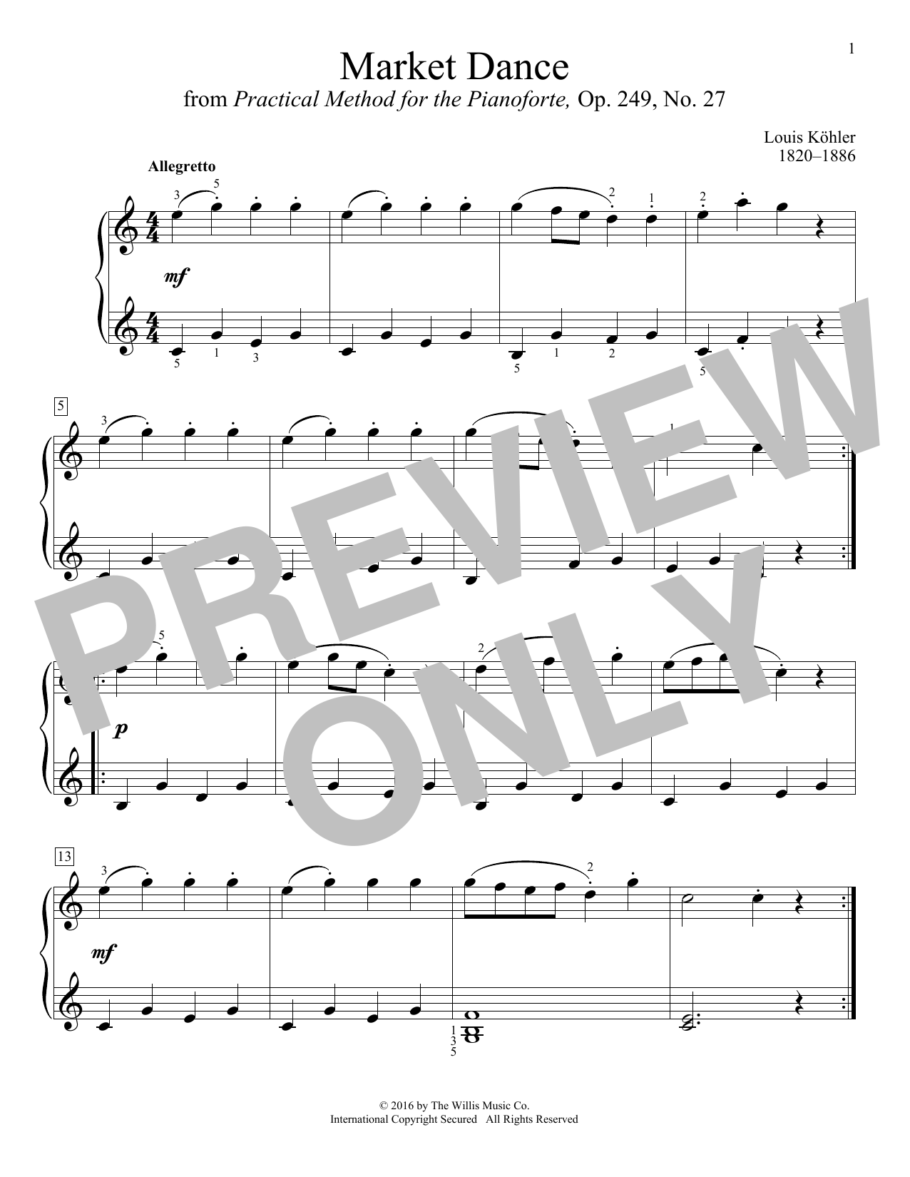 Download Louis Kohler Market Dance Sheet Music and learn how to play Educational Piano PDF digital score in minutes