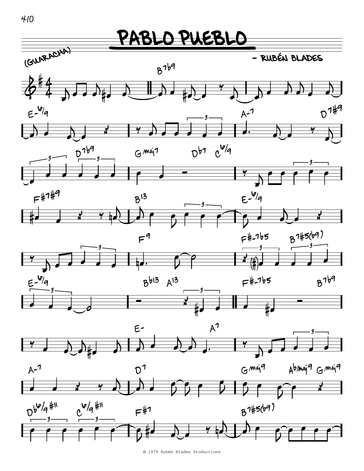 Download Louis Ortiz Pablo Pueblo Sheet Music and learn how to play Real Book – Melody & Chords PDF digital score in minutes