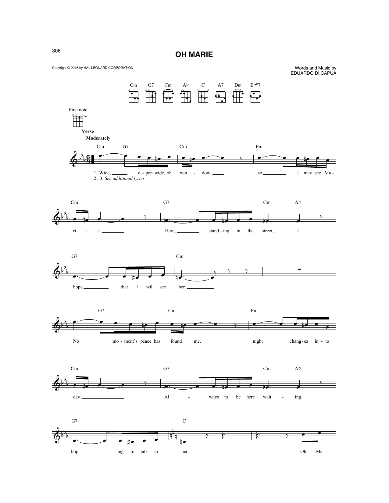 Download Louis Prima Oh Marie Sheet Music and learn how to play Mandolin PDF digital score in minutes