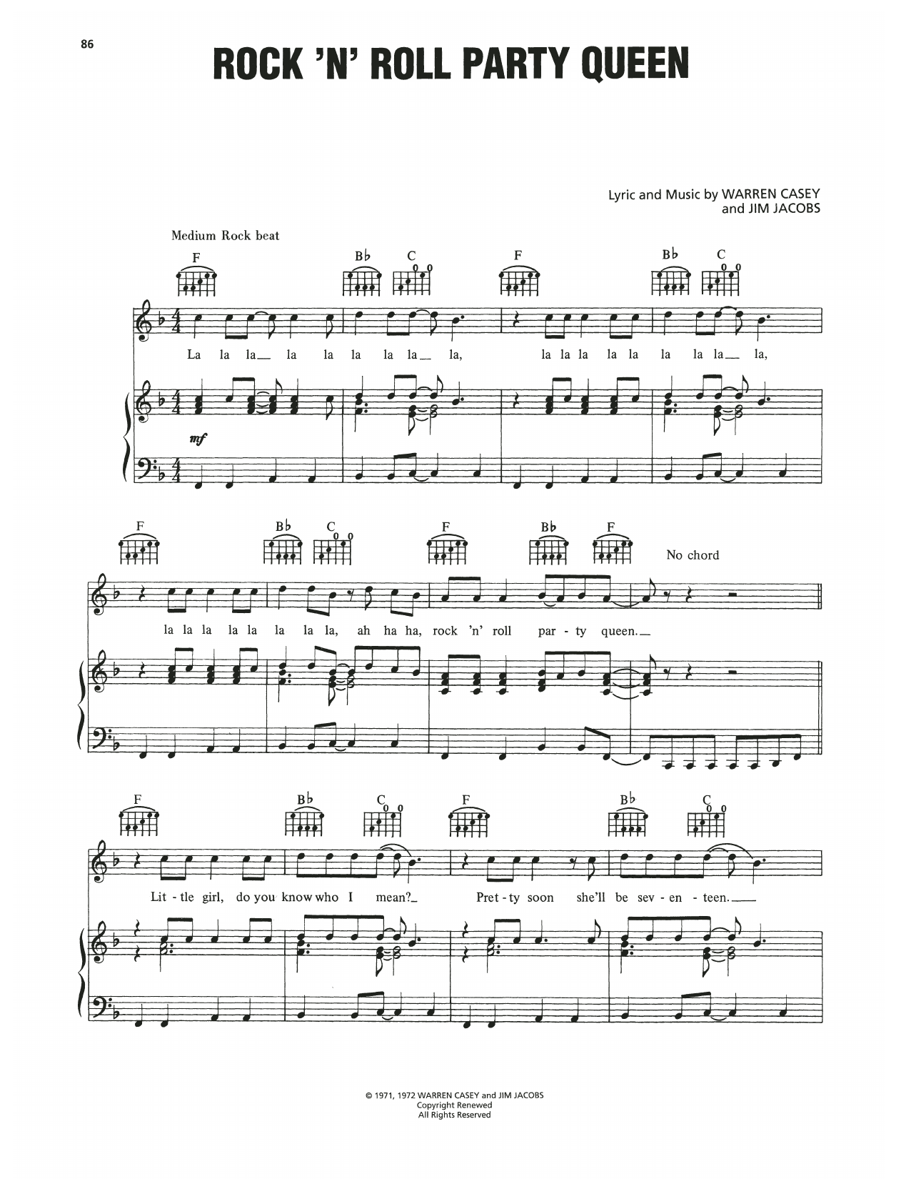 Download Louis St. Louis Rock 'N' Roll Party Queen (from Grease) Sheet Music and learn how to play Piano, Vocal & Guitar Chords (Right-Hand Melody) PDF digital score in minutes
