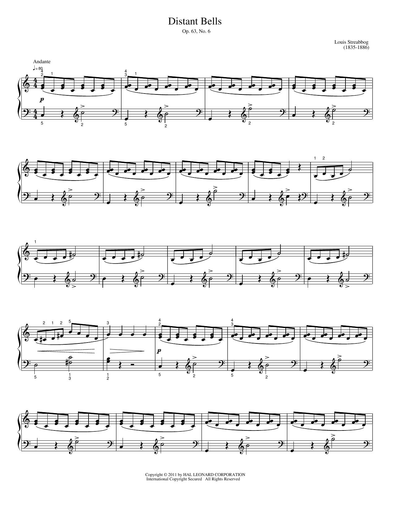 Download Louis Streabbog Distant Bells Sheet Music and learn how to play Easy Piano PDF digital score in minutes