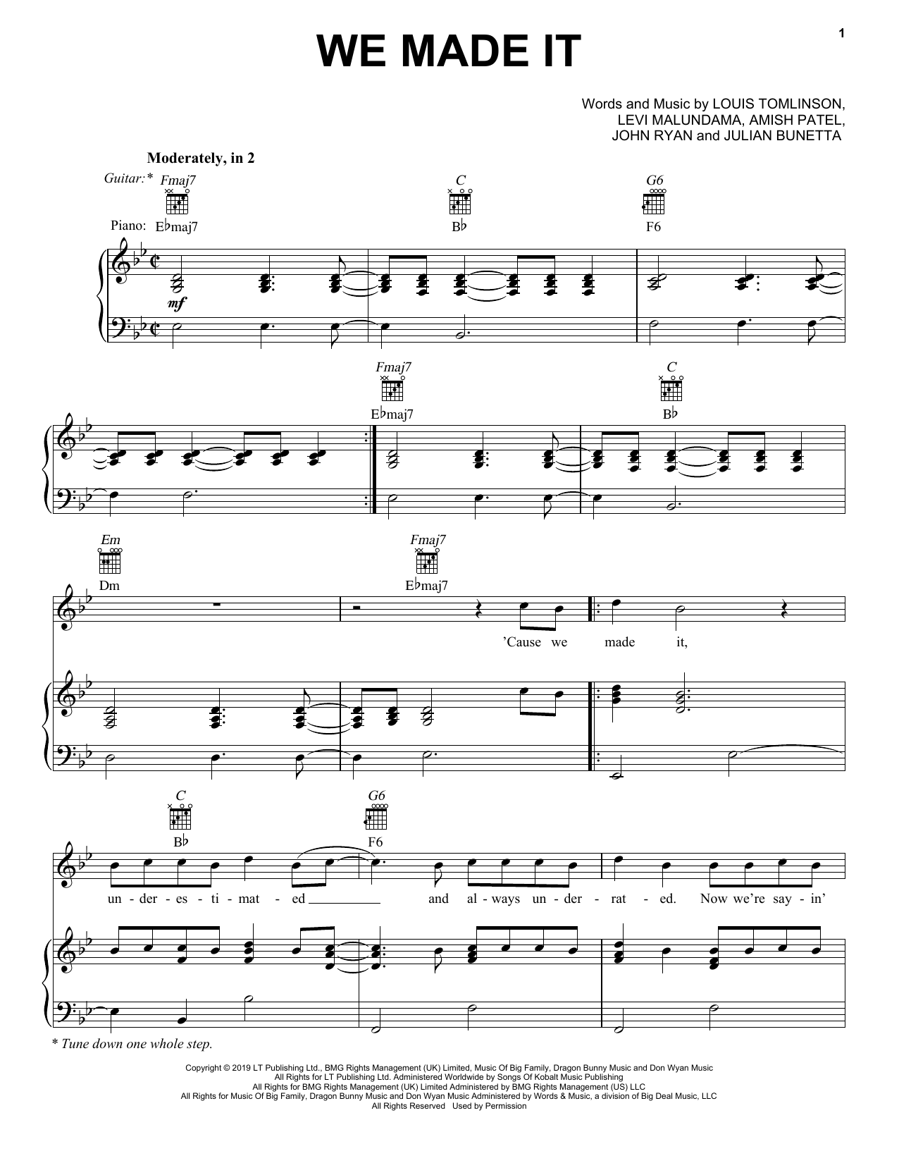 Download Louis Tomlinson We Made It Sheet Music and learn how to play Guitar Chords/Lyrics PDF digital score in minutes