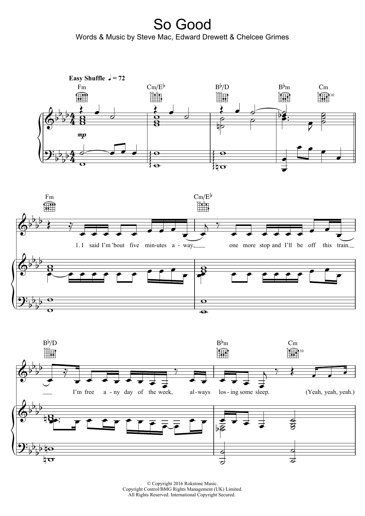 Download Louisa Johnson So Good Sheet Music and learn how to play Beginner Piano PDF digital score in minutes