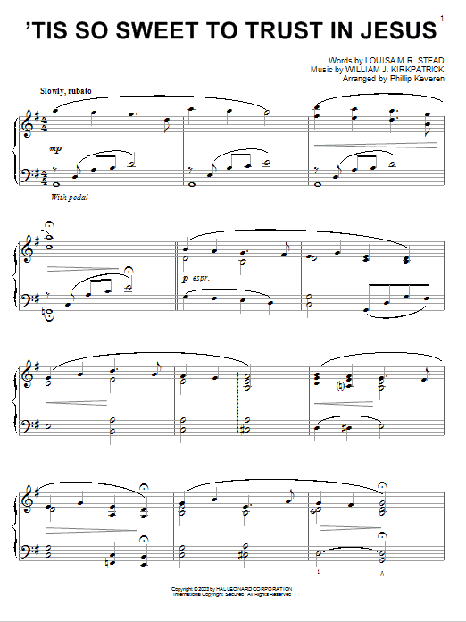 William J Kirkpatrick Tis So Sweet To Trust In Jesus Sheet Music Notes Chords Lyrics Chords Download Religious 438 Pdf