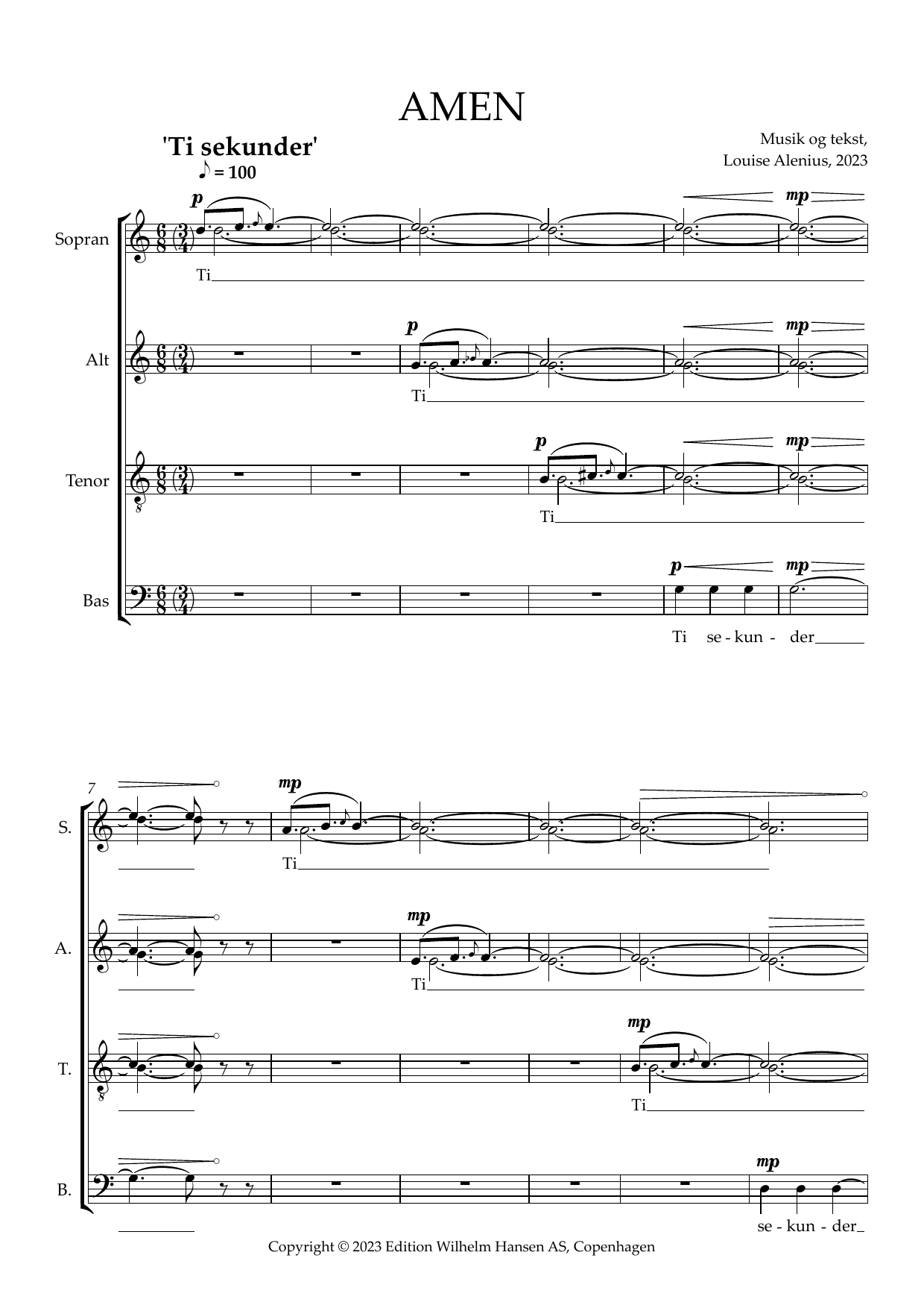 Download Louise Alenius Amen Sheet Music and learn how to play SATB Choir PDF digital score in minutes