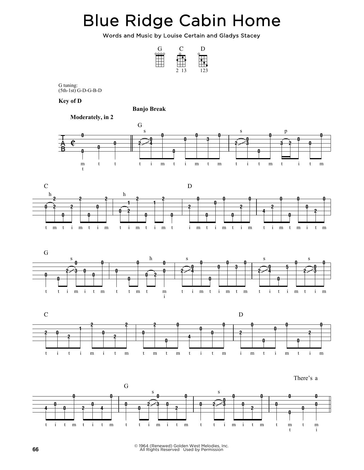 Download Louise Certain Blue Ridge Cabin Home (arr. Greg Cahill) Sheet Music and learn how to play Banjo PDF digital score in minutes