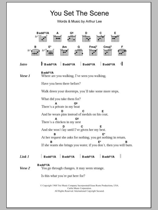 Download Love You Set The Scene Sheet Music and learn how to play Lyrics & Chords PDF digital score in minutes