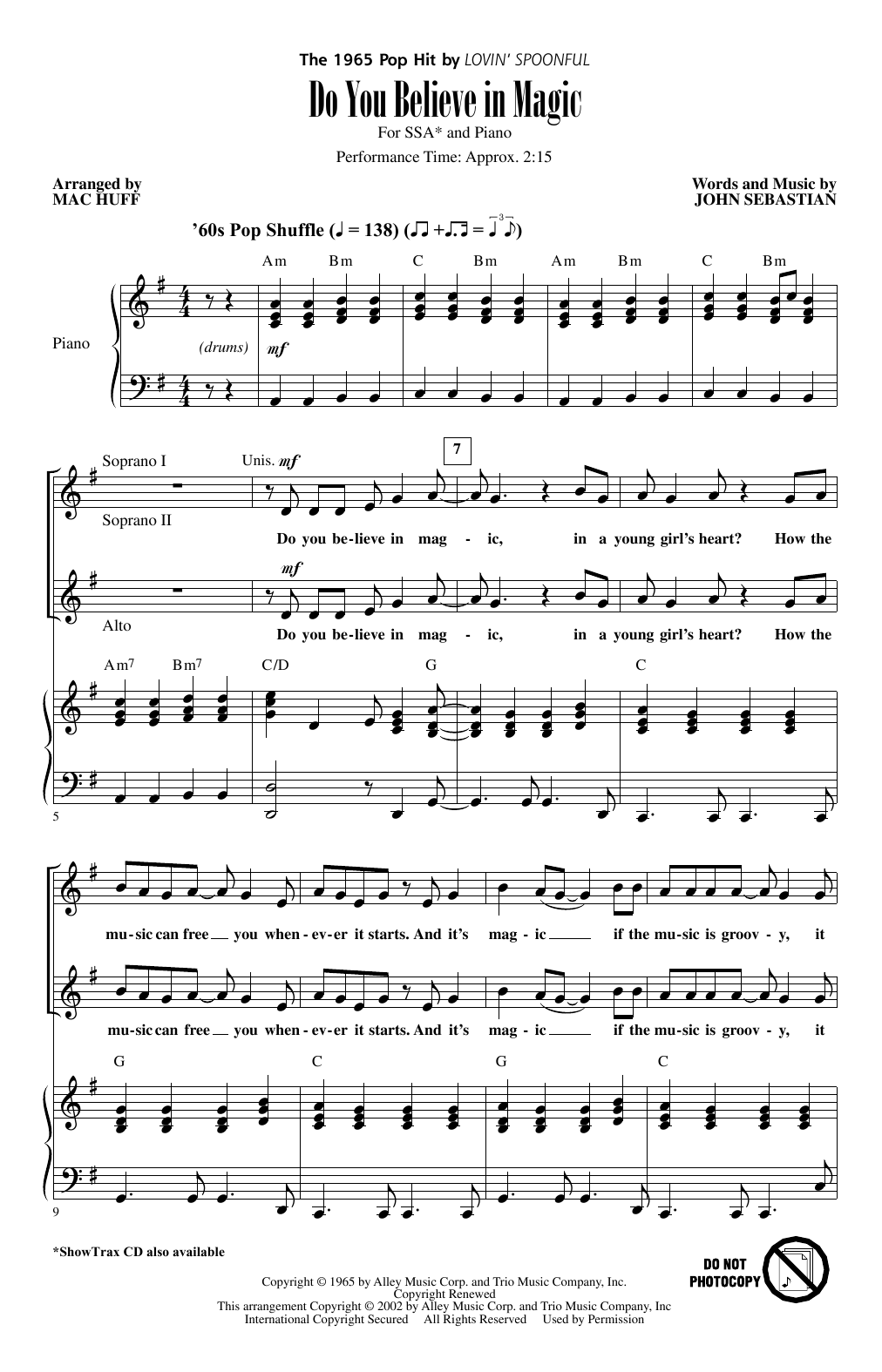 Download Lovin' Spoonful Do You Believe In Magic (arr. Mac Huff) Sheet Music and learn how to play SSA Choir PDF digital score in minutes