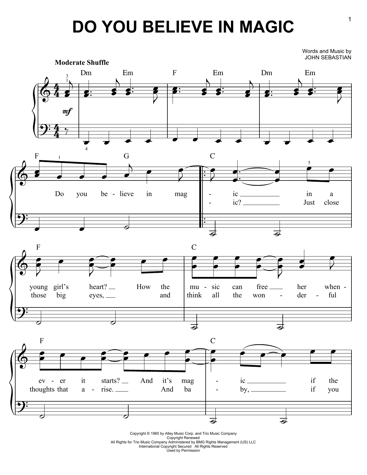 Download Lovin' Spoonful Do You Believe In Magic Sheet Music and learn how to play Guitar Lead Sheet PDF digital score in minutes