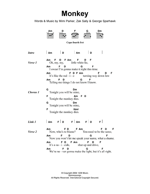 Download Low Monkey Sheet Music and learn how to play Lyrics & Chords PDF digital score in minutes