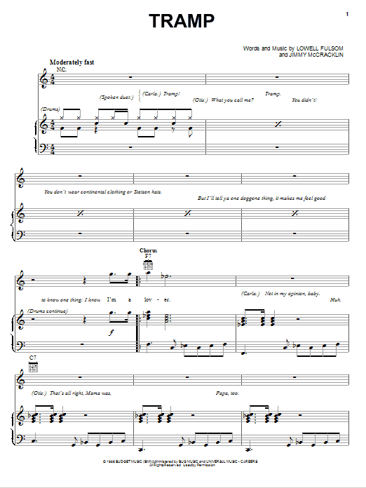 Download Lowell Fulsom Tramp Sheet Music and learn how to play Piano, Vocal & Guitar (Right-Hand Melody) PDF digital score in minutes