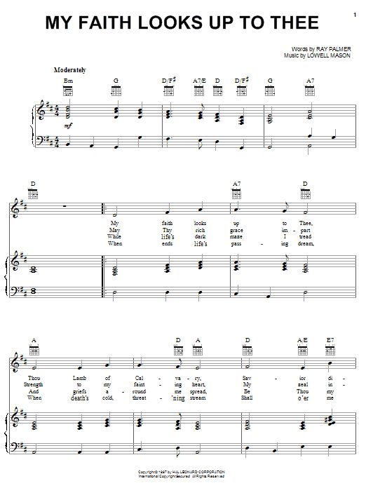 Download Lowell Mason My Faith Looks Up To Thee Sheet Music and learn how to play Piano, Vocal & Guitar (Right-Hand Melody) PDF digital score in minutes