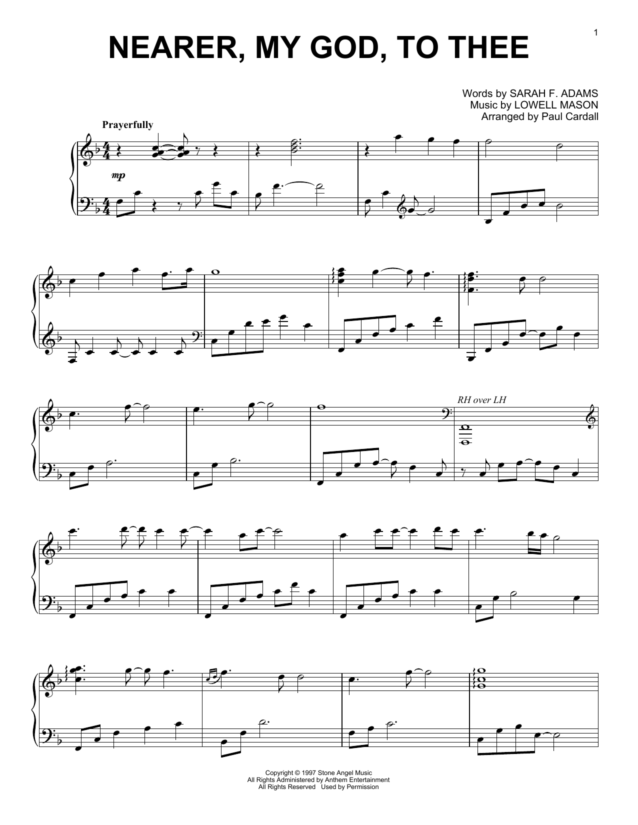 Download Lowell Mason Nearer, My God, To Thee (arr. Paul Cardall) Sheet Music and learn how to play Piano Solo PDF digital score in minutes