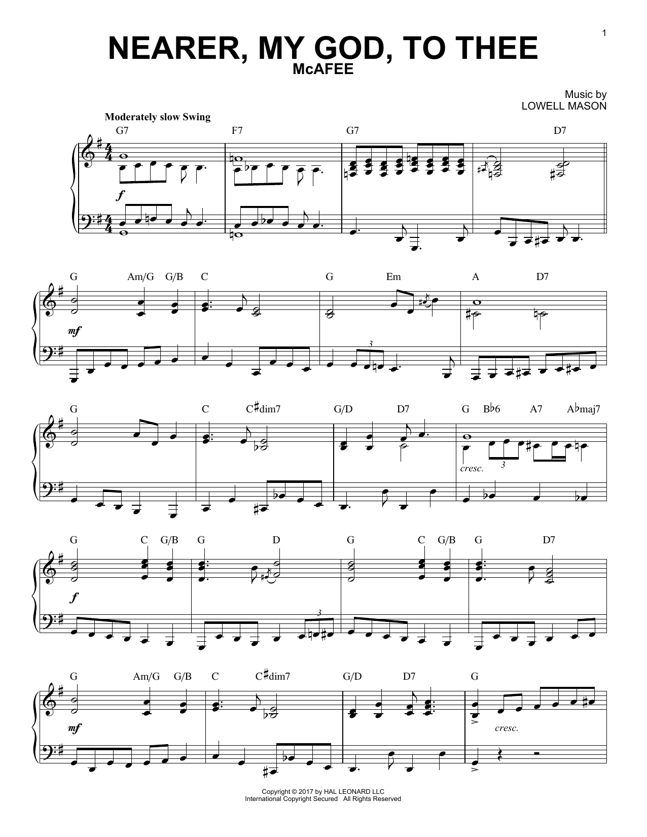Download Lowell Mason Nearer, My God, To Thee Sheet Music and learn how to play Piano PDF digital score in minutes