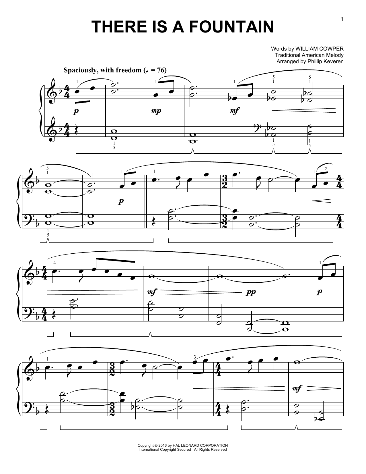 Download Phillip Keveren There Is A Fountain Sheet Music and learn how to play Easy Piano PDF digital score in minutes