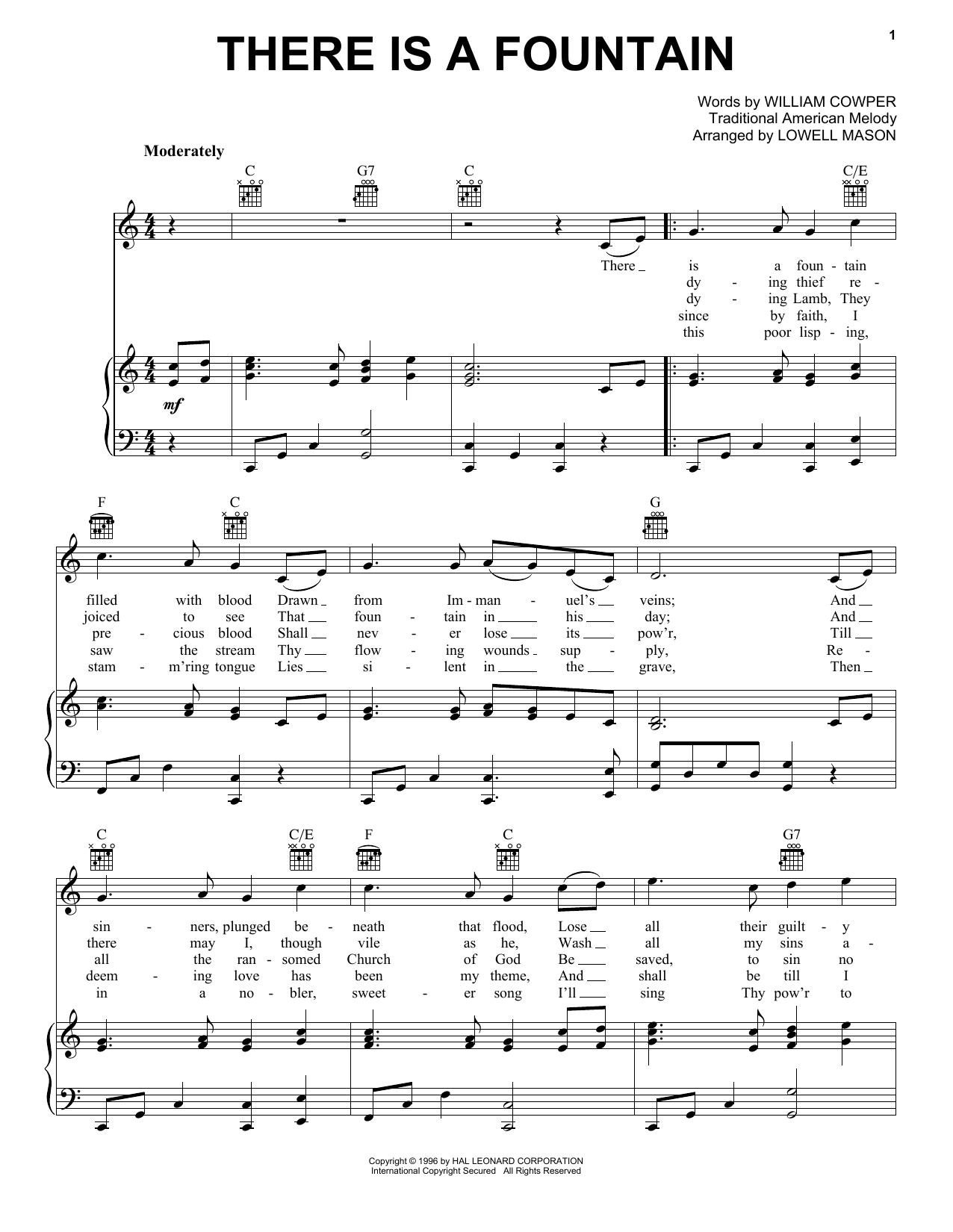 Download Lowell Mason There Is A Fountain Sheet Music and learn how to play Easy Guitar PDF digital score in minutes