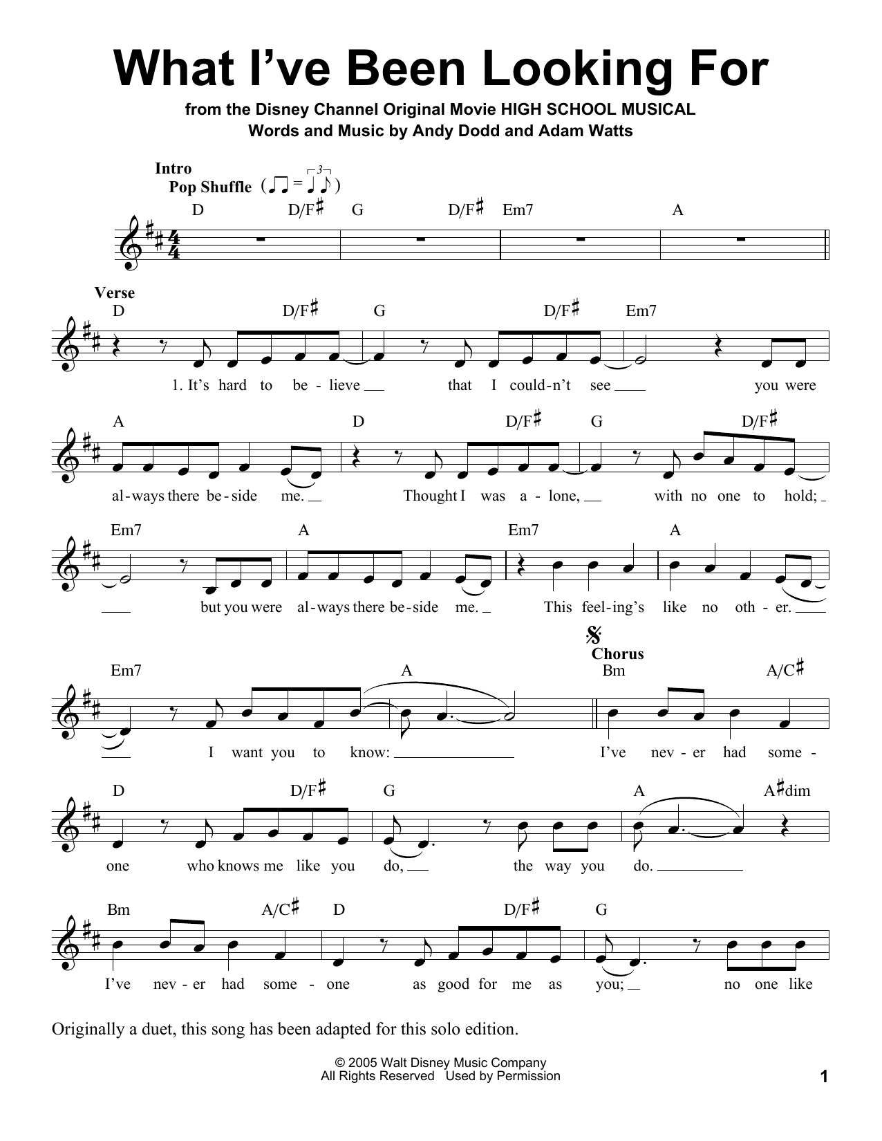 Download Lucas Gabreel and Ashley Tisdale What I've Been Looking For Sheet Music and learn how to play Voice PDF digital score in minutes