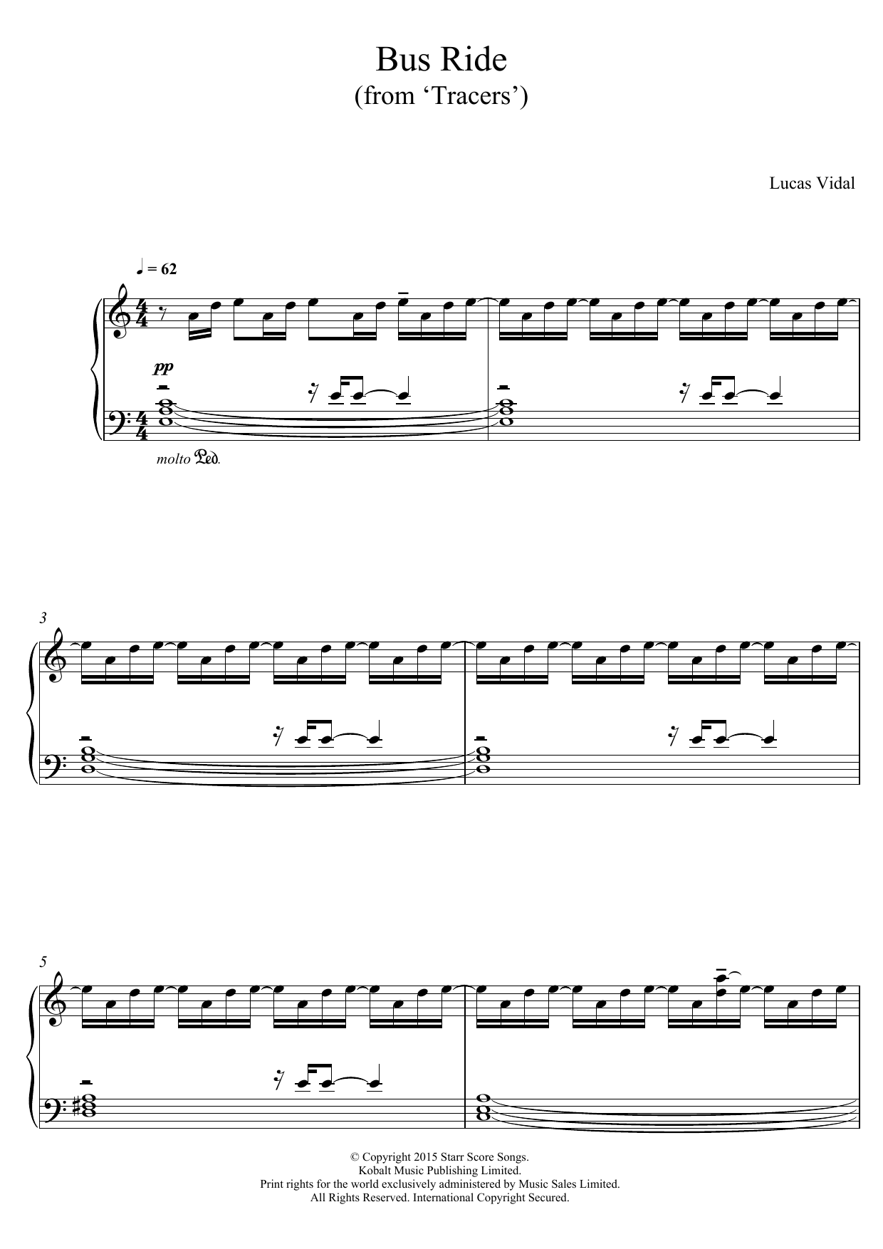 Download Lucas Vidal Bus Ride (from 'Tracers') Sheet Music and learn how to play Piano PDF digital score in minutes
