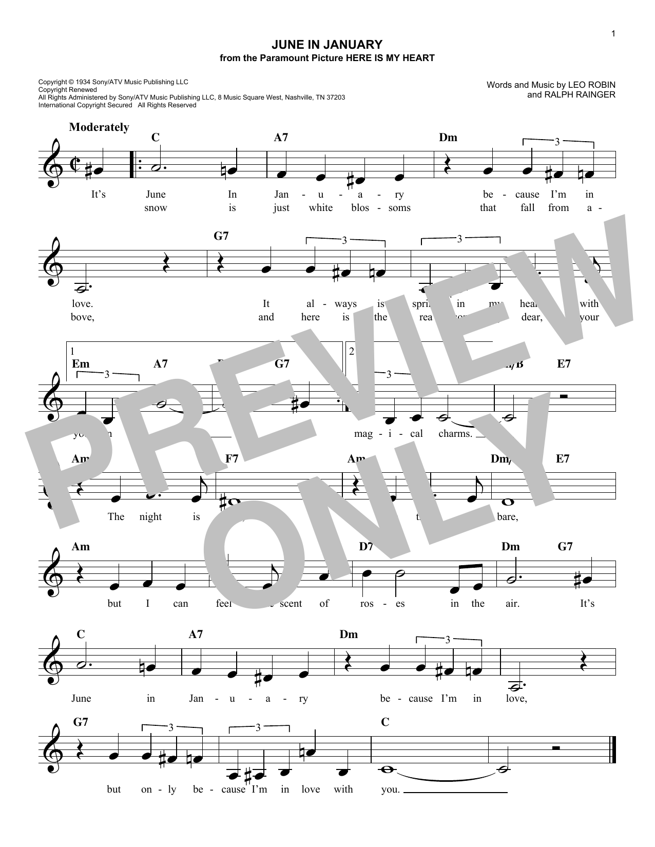 Download Lucy Ann Polk June In January Sheet Music and learn how to play Melody Line, Lyrics & Chords PDF digital score in minutes
