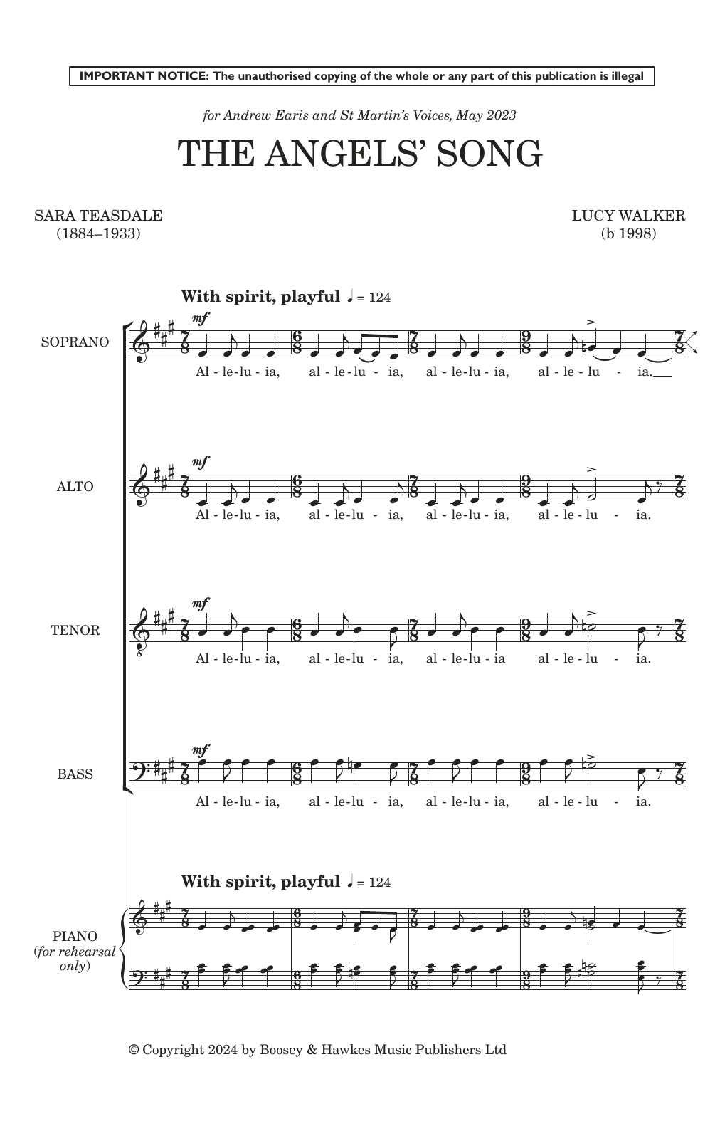 Download Lucy Walker The Angels' Song Sheet Music and learn how to play Choir PDF digital score in minutes
